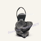 Women's Rhinestone Flower PVC Slingback Stiletto Sandals