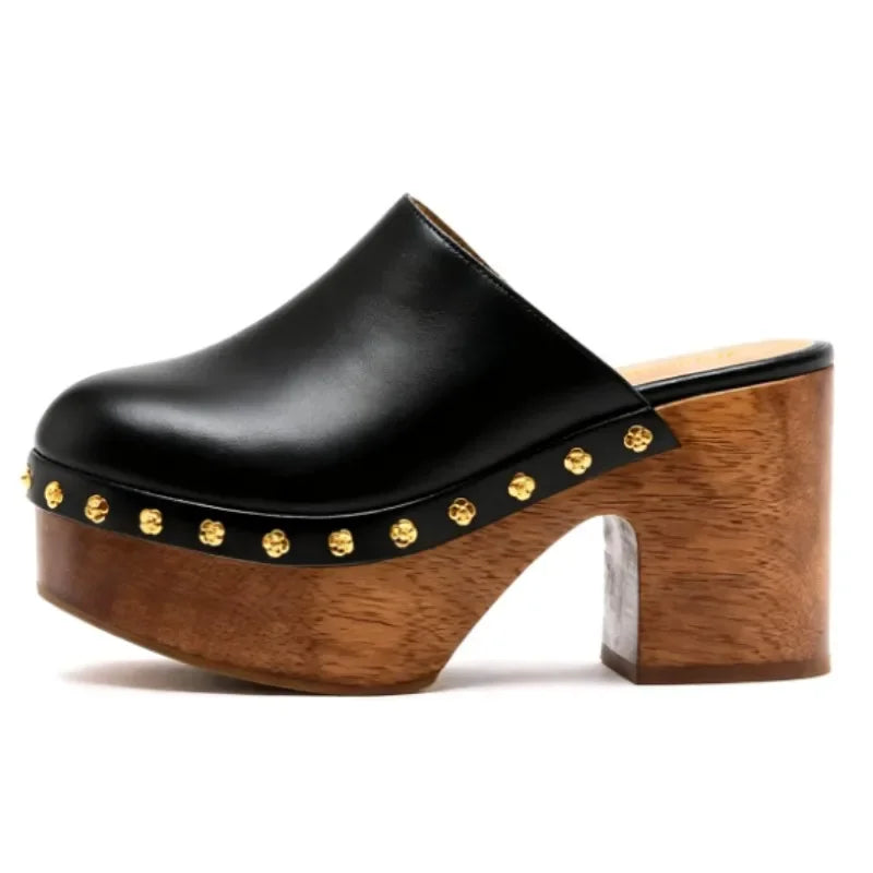 Women's Closed Toe Platform High Heel Slippers