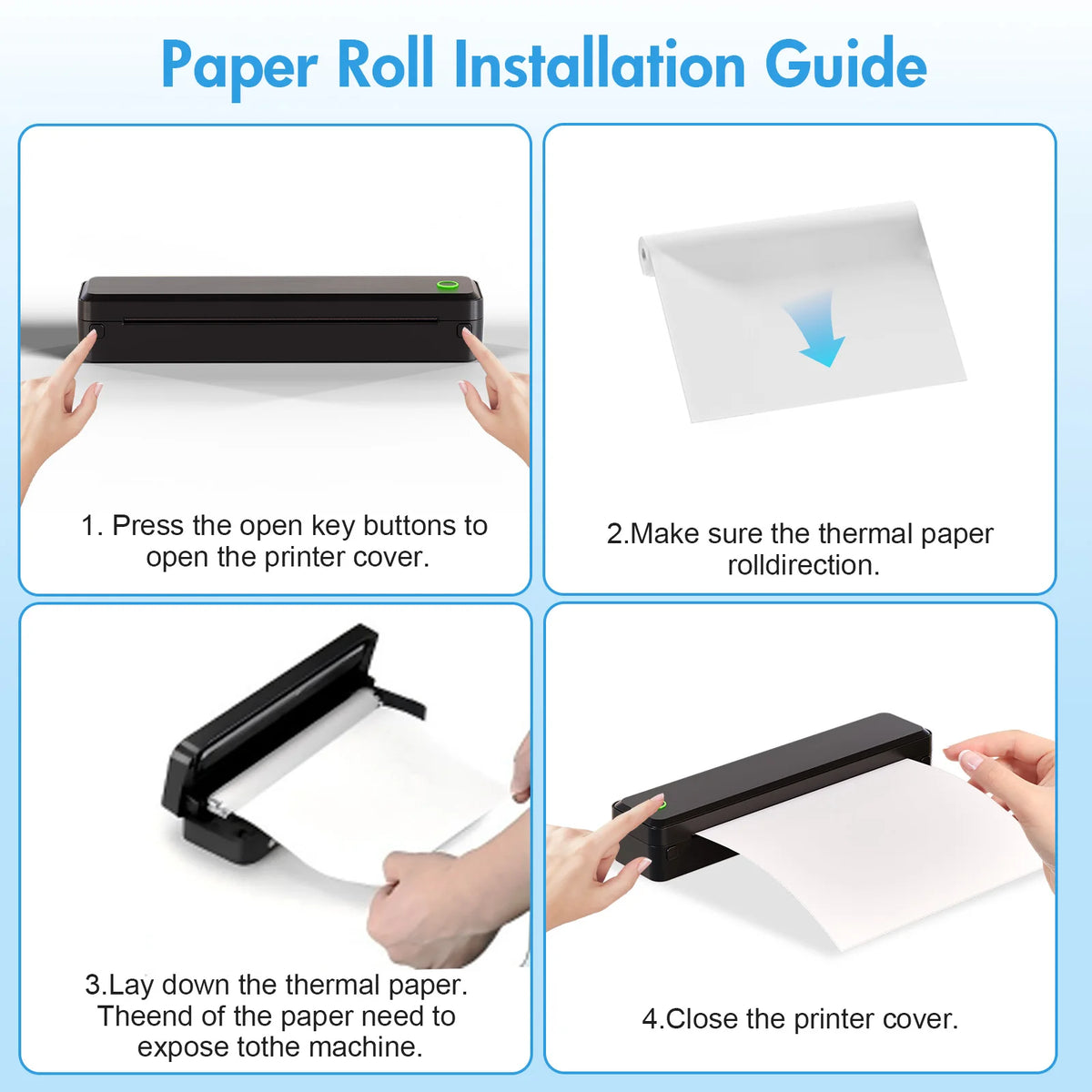 Portable Wireless Bluetooth Inkless Thermal Mobile Printer U8