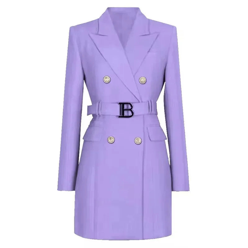 Women's Double Breasted Belted Blazer Dress
