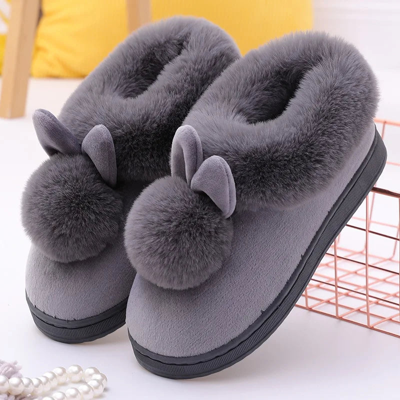 Women's Plush Winter House Slippers Fuzzy Fur Lined Slides