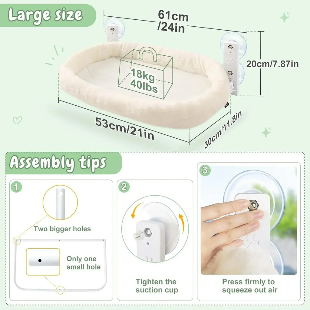 Window Cat Hammock Breathable Plush Suction Cup Foldable Pet Bed
