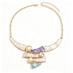 Women's Fashion Bohemian Colorful Enamel Geometric Bib Necklace