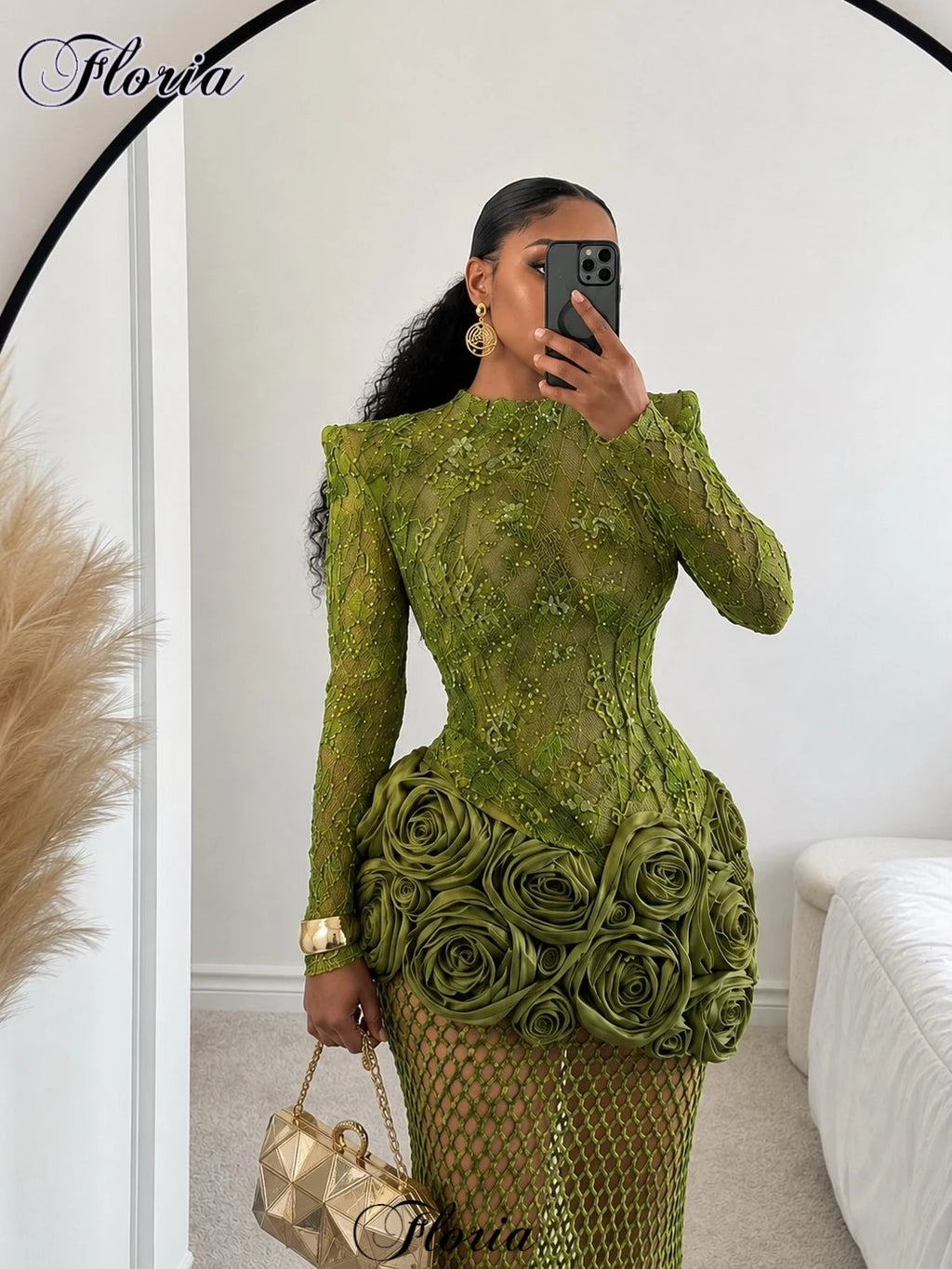 Women's Long Sleeve Mermaid Evening Prom Gown
