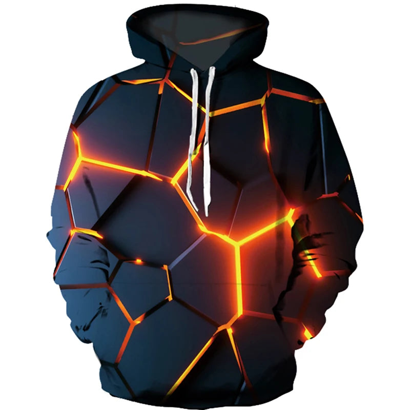 Unisex Colorful Flame 3D Print Pullover Hoodie Sweatshirt