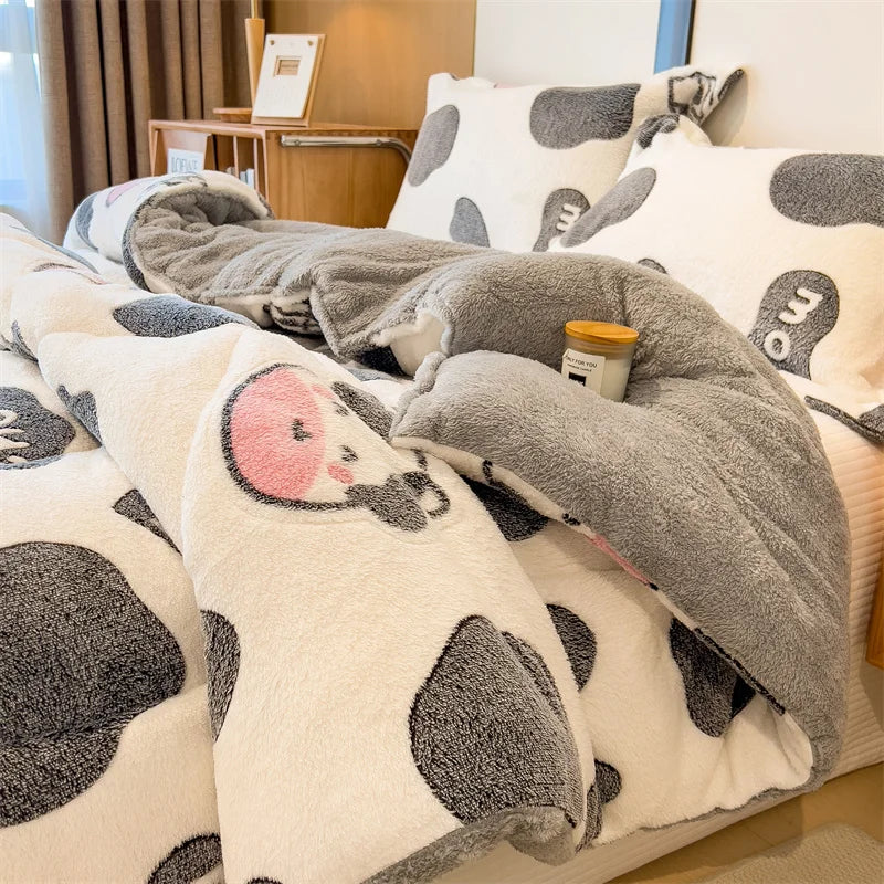 Thick Warm Lamb Fleece Blanket and Soft Milk Fleece Comforter