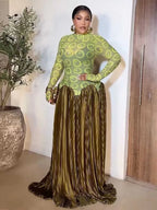 Women's Elegant High Waist Pleated Maxi Dress