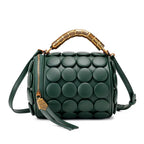 Women's Retro Button Leather Tube Bucket Shoulder Crossbody Bag