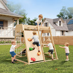 Kids 6 in 1 Wooden Indoor Jungle Gym Slide Climber Playset Toy Set