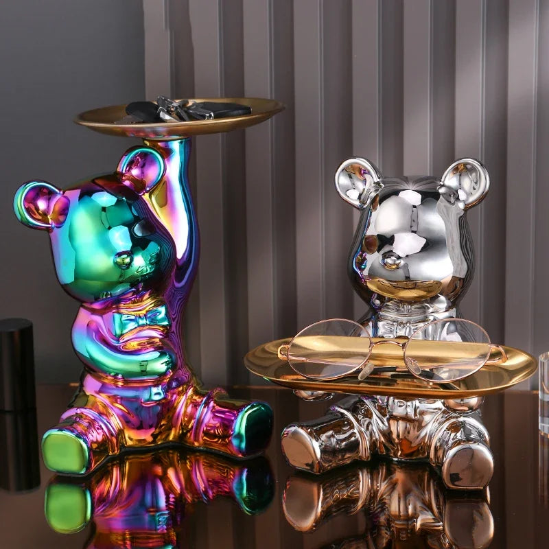 Plating Bear Ceramic Storage Box and Tabletop Ornament