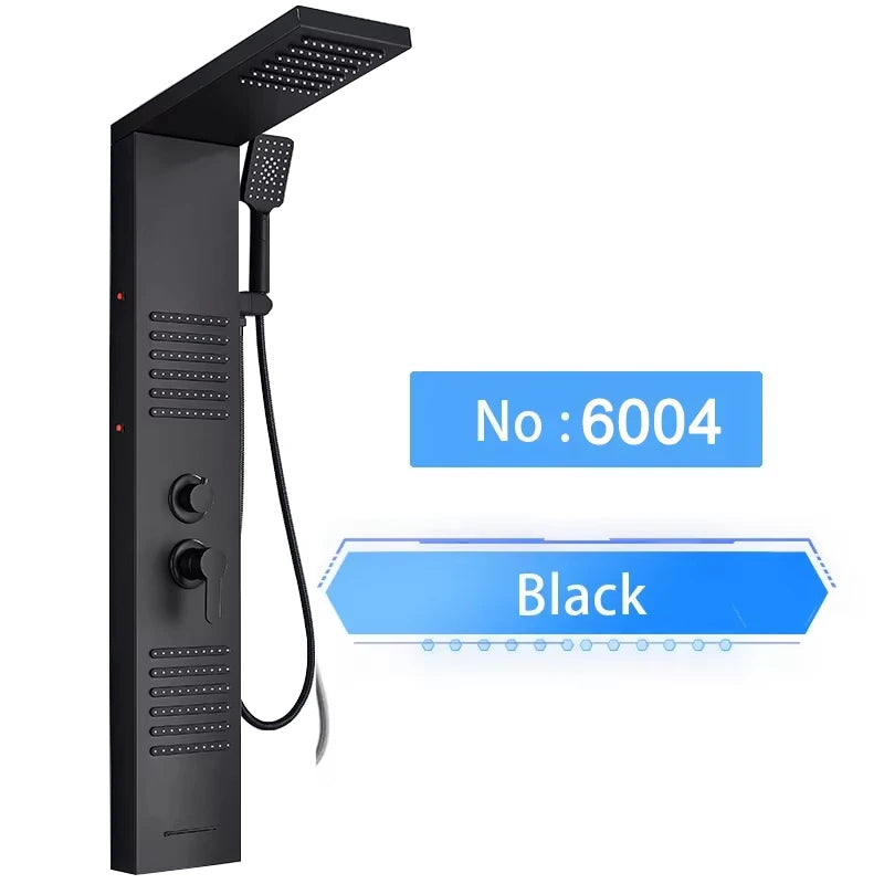 LED Rainfall Shower Panel Tower System with Massage Jets