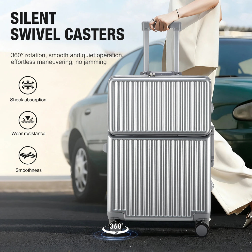 Unisex Aluminum Frame Hard Shell Spinner Travel Suitcase AWN-2313