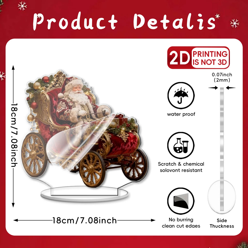 Bohemian Christmas Flat Acrylic Plaque and Desktop Tabletop Ornament