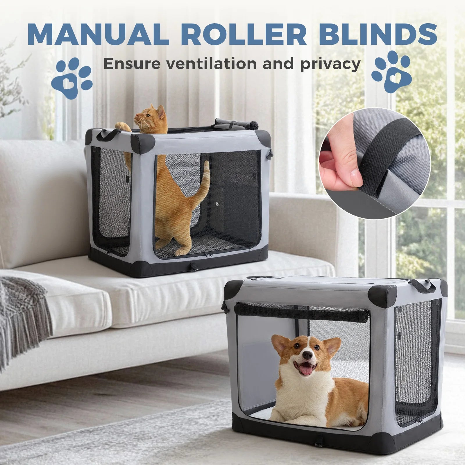 Foldable Oxford Dog Crate Portable Soft Kennel with 3 Doors for Small to Extra Large Dogs