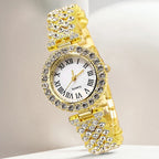 Roman Numeral Quartz Watch and Jewelry 6 Piece Set