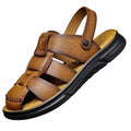 Men's Handmade Leather Sandals Breathable Outdoor Walking Beach Slippers
