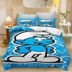 Smurfs Cartoon Duvet Cover and Polyester Bedding Set