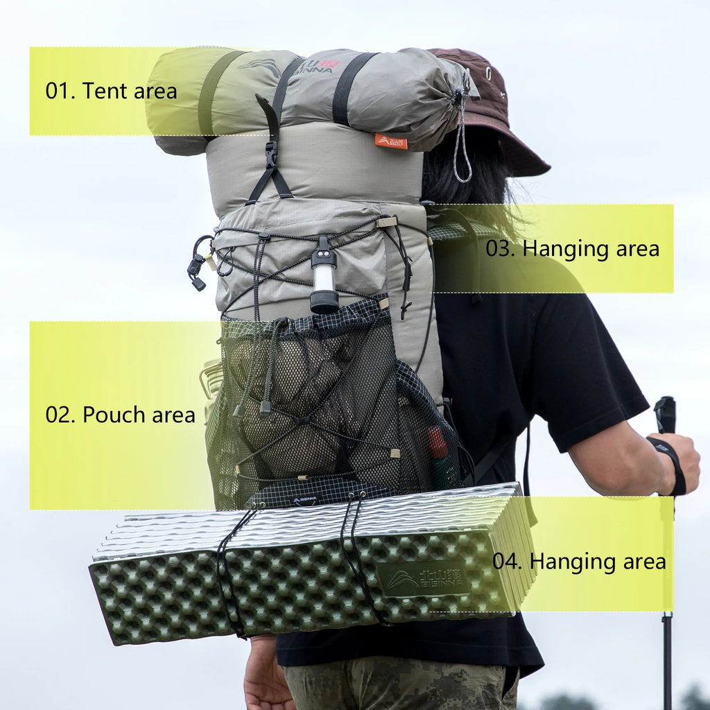 Ultralight Camping and Hiking Backpack with Expandable Top