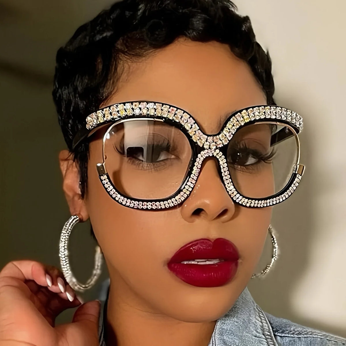 Women's Trendy Round Rhinestone Oversized Reading Glasses