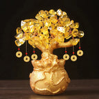 Feng Shui Yellow Crystal Money Tree Bonsai and Tabletop Ornament