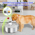 8L Automatic Stainless Steel Dog Water Fountain 5000mAh Wireless Pet Drinker Battery & Sensor 2-in-1 Dispenser