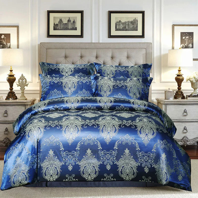 European Satin Jacquard Duvet Cover and Smooth Bedding Set