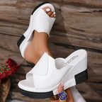 RZSMTYA Women's Wedge Sandals Peep Toe Slip-On Platform Shoes