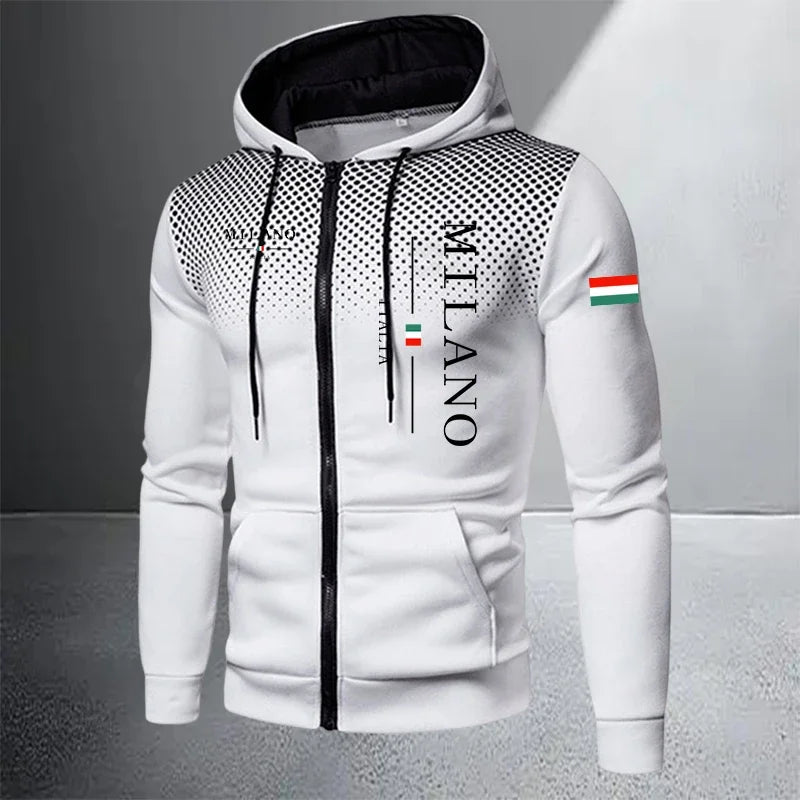 Men's Casual Zip Hooded Sweatshirt and Drawstring Pants Set