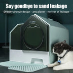 Fully Enclosed Cat Litter Box and Odor Barrier Drawer Pan