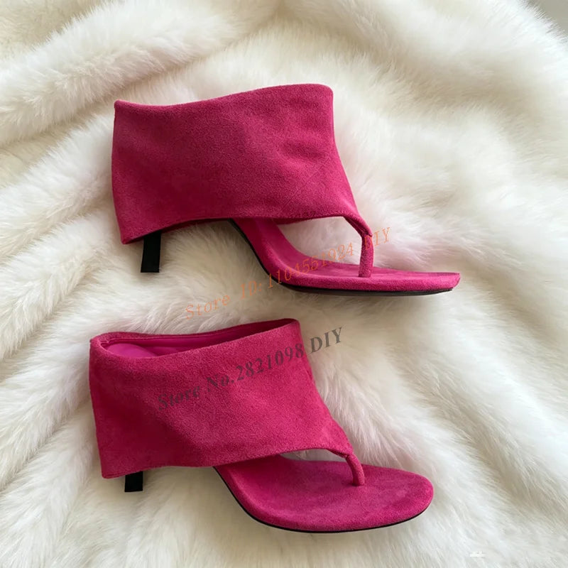 Women's Suede Fold Ankle Stiletto Heel Sandals
