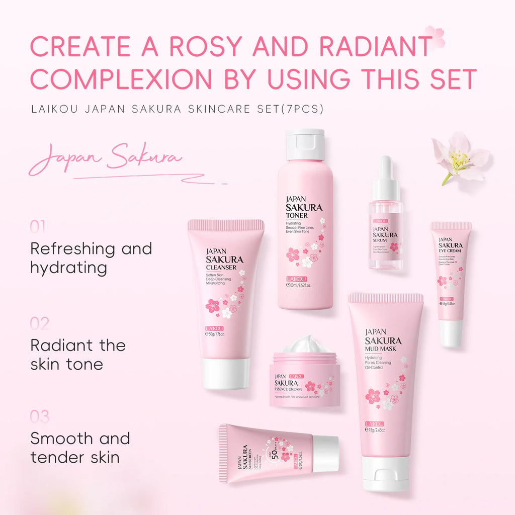 Sakura 7-Piece Skincare Set Hydrating Facial Routine All Skin Types