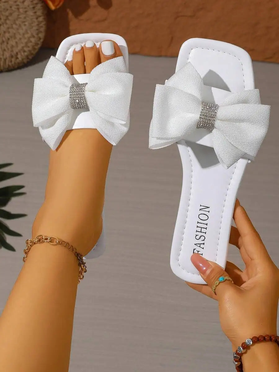 Women's Bowknot Flat Sandals Lightweight Comfortable Beach Shoes