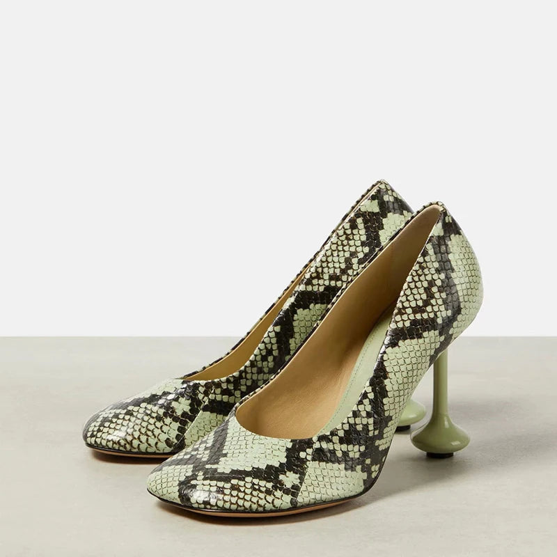 Women's Fuzzy Round Toe Wine Glass High Heel Pumps