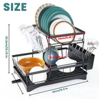 2-Tier Kitchen Dish Drying Rack with Swivel Spout Drip Tray