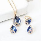 Women's Fashion Elegant Double Heart Necklace Earrings Bracelet Jewelry Set
