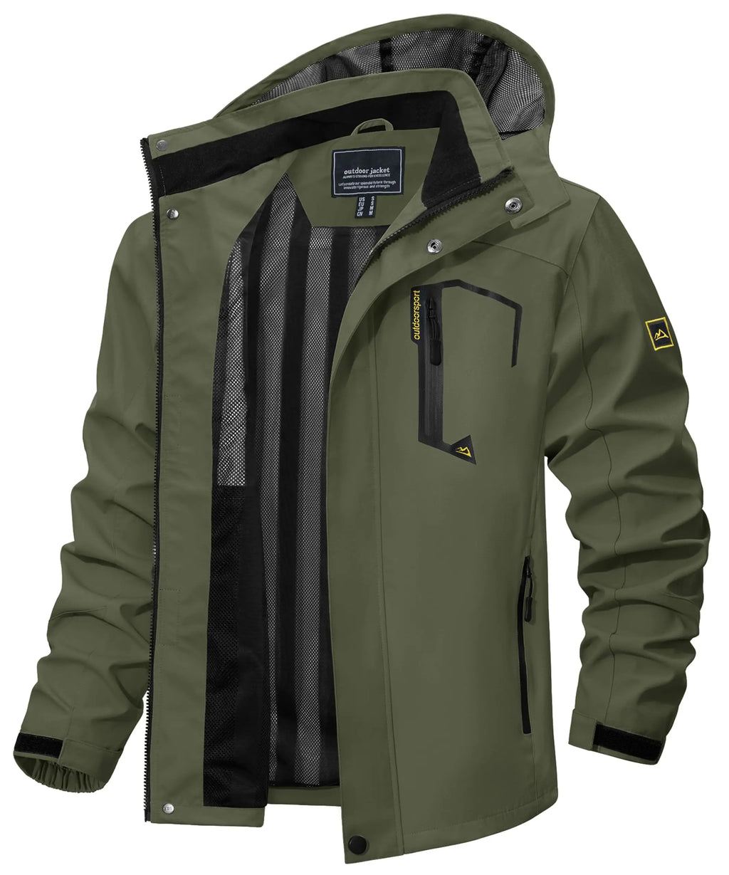 Men's Lightweight Waterproof Hooded Outdoor Hiking Rain Jacket TJ589