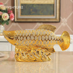 Golden Dragon Fish Ornament and Ceramic Desktop Figurine