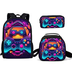 Unisex Gaming Controller 3D Print Backpack 3-Piece Bag Set