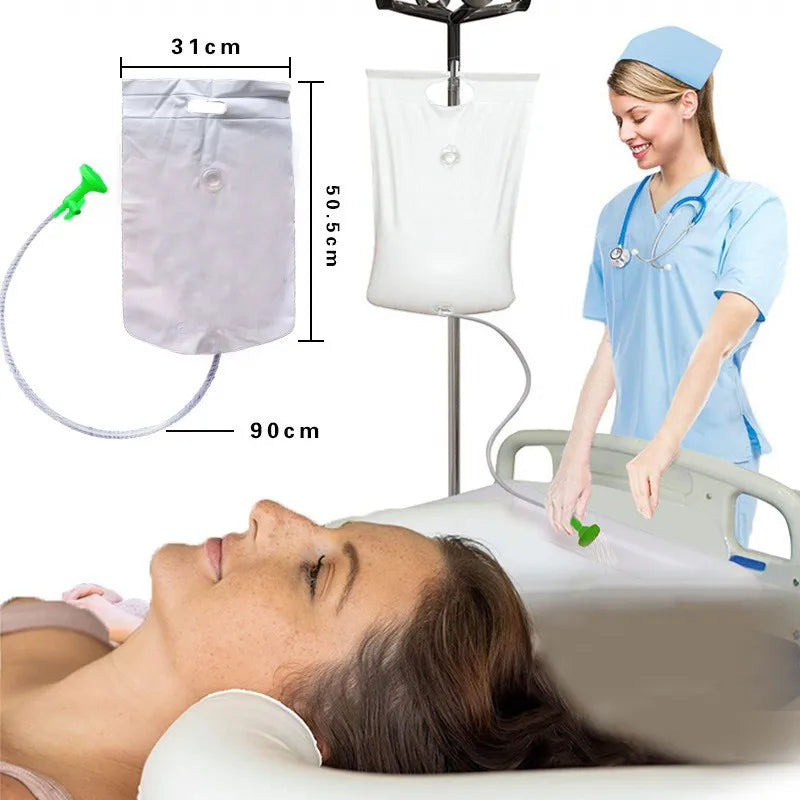 Inflatable Hair Wash Basin with Pillow for Bedridden Home Care