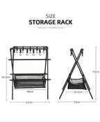 Folding Aluminum Camping Triangle Shelf with Hanging Hooks