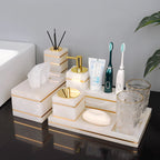 White Onyx Natural Marble Bathroom Accessory Set M28