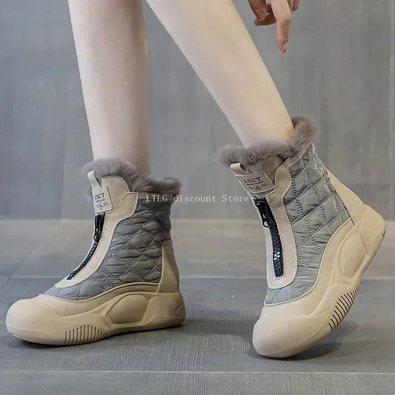 Women's Waterproof Plush Thick Sole Snow Boots