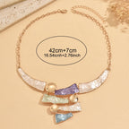 Women's Fashion Bohemian Colorful Enamel Geometric Bib Necklace