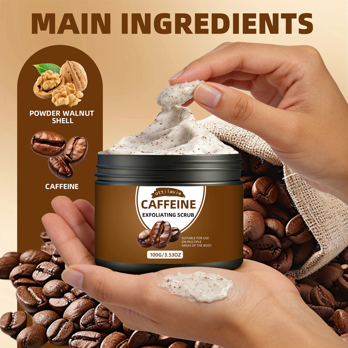 Caffeine Exfoliating Scrub and Gentle Deep Cleansing Body Cream