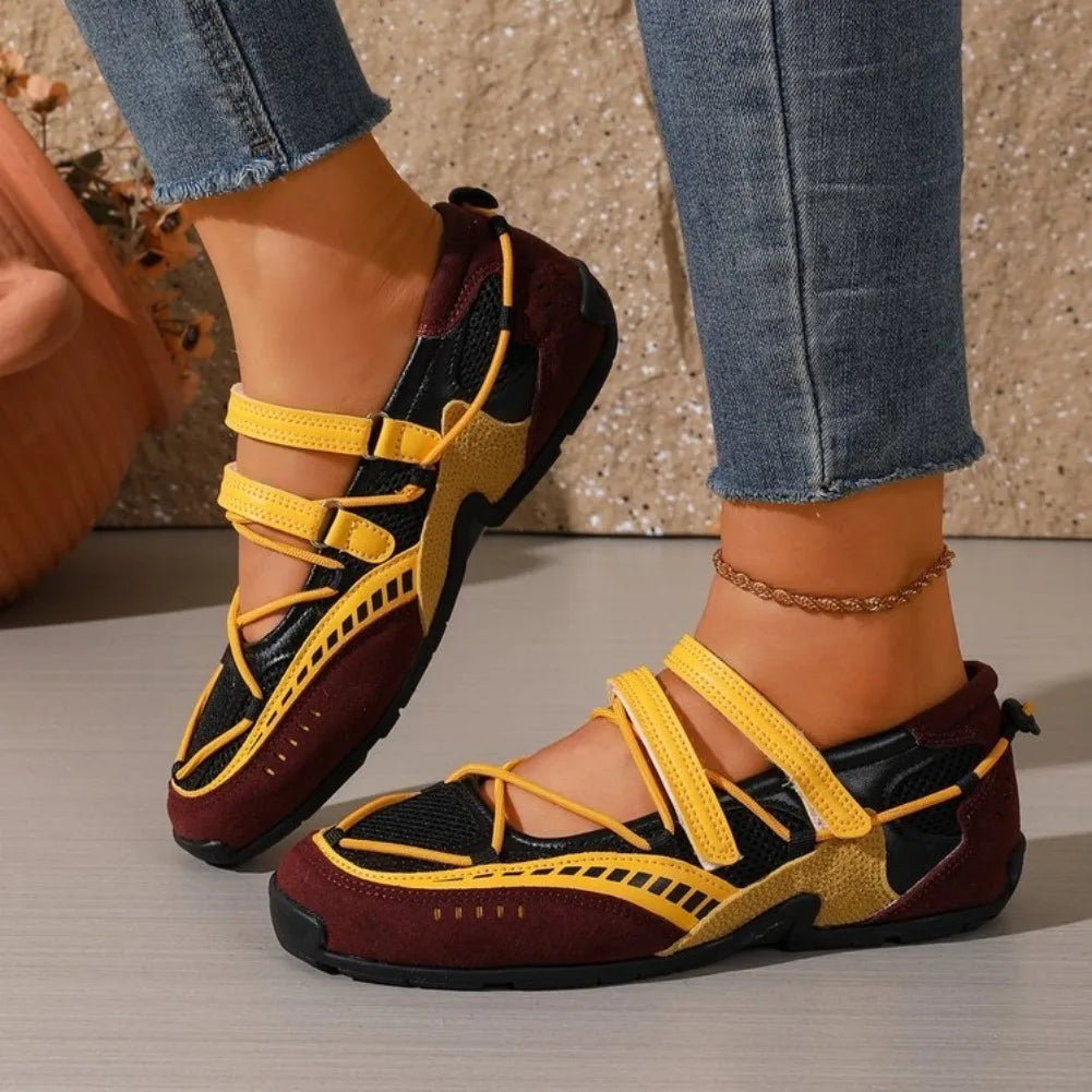 Women's Round Toe Mesh Mary Jane Flat Shoes