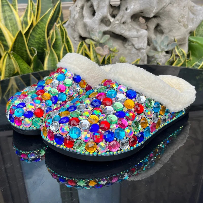 Women's Winter Warm Thick-Soled EVA Diamond Sandal Clog Slippers