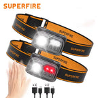 Rechargeable LED Sensor Headlamp with Red Light and USB-C Charging