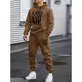 Men's Autumn Letter 3D Print Hoodie and Sweatpants Tracksuit Set