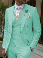 Men's Solid Color Lapel Short Sleeve Zipper Trouser Suit