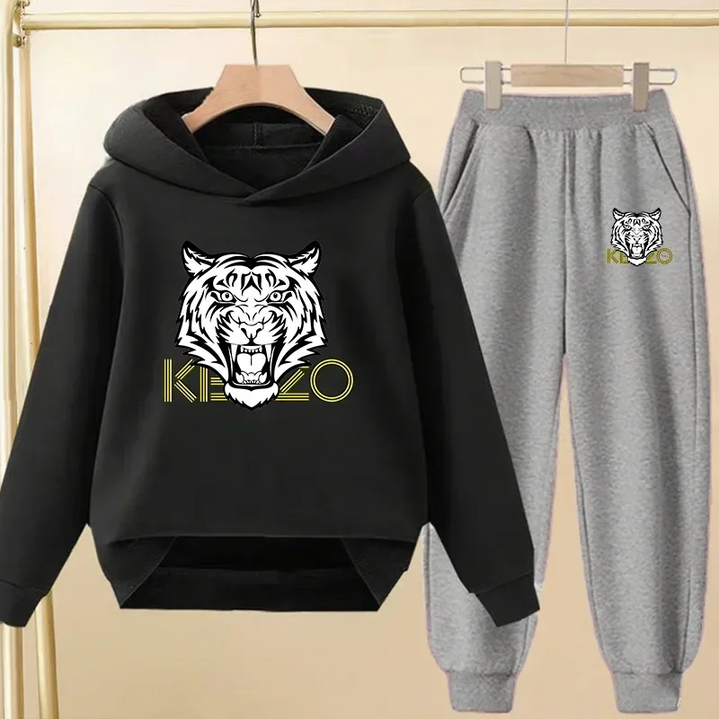 Kids' Tiger Print Hoodie Sweatshirt Pants Set